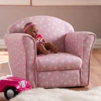 Baxton Studio LD-20832-Pink-CC Erica Modern and Contemporary Pink and White Heart Patterned Fabric Upholstered Kids Armchair